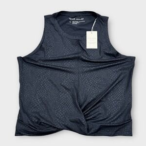 Peter Millar Shirt Women's Large Black Twist Hem Tank Textured Sleeveless